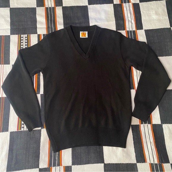 A+ by SAI Black Acrylic V neck Career Apparel pullover Sweater. Thick. Size XS. - Picture 10 of 13